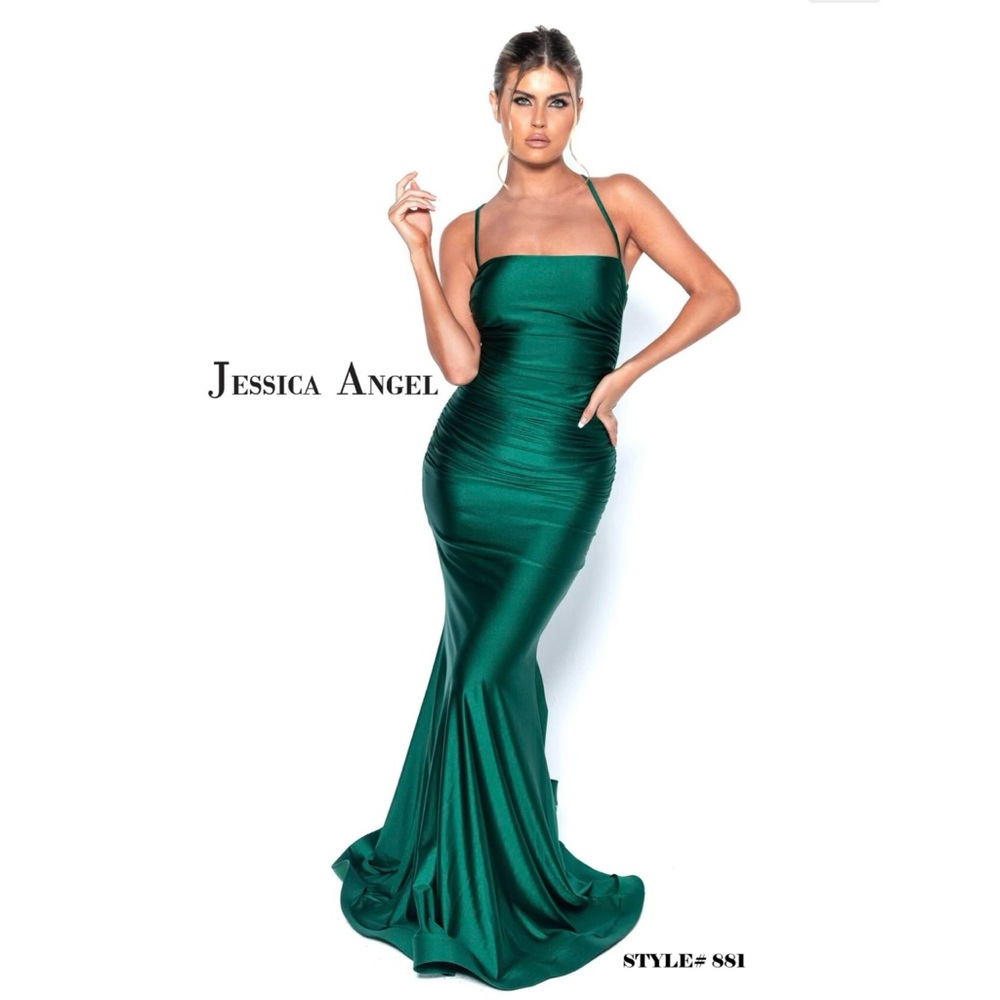 Jessica Angle emerald green dress